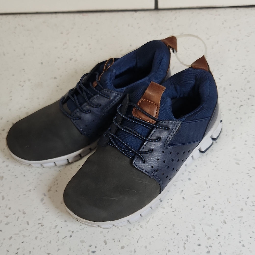 Deer Stags Navy and Brown Kids Sneakers Memory Foam